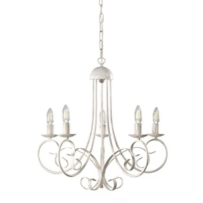 Imagen de ONLI Pompei Lámpara de techo con 5 luces, estilo clásico y elegante, estructura metal, color blanco