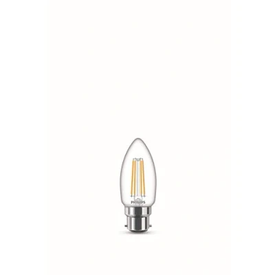 Imagen de Philips Lighting Bombilla LED clásica de filamento vela blanca cálida B22, 4 W, Pack 6, 6