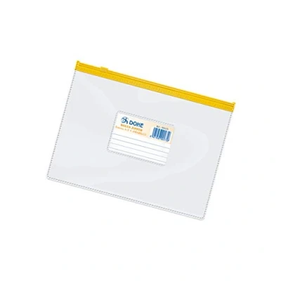 Imagen de Bolsa Zipper A5 Apaisado Pvc Transparente Cierre Amarillo