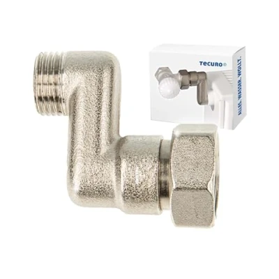 Imagen de tecuro Conector S para radiador, compensación de altura 30 mm, con Eurokonus x AG, 3/4 pulgadas 1/2 pulgadas, latón niquelado, AGS