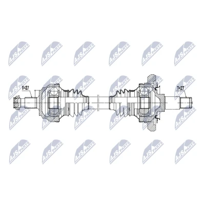 Imagen de NTY NPW ME 210 Árbol de Transmisión Eje trasero izquierda 786mm automática