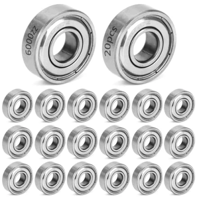 Imagen de QWORK 20pcs rodamientos de bolas 6000ZZ, ranura profunda en miniatura doble blindaje metal, 10 mm x 26 8 mm, acero al carbono