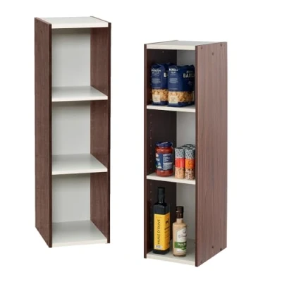 Imagen de Iris Ohyama, Estantería con 3 estantes de almacenamiento, Lote 2 muebles auxiliares, Diseño, Modular, Oficina, Dormitorio, Salón UB 9025 Marrón