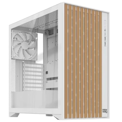 Imagen de NEWWAY 2024 NW1 Caja para PC Frontal de Madera Media Torre Compatible con ATX/Micro ATX/ITX Tipo C USB Ventiladores incluidos 3 x 140 mm PWM Panel Lateral Cristal Templado