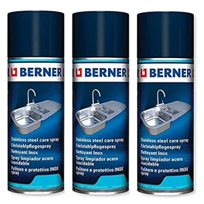 Imagen de 3 x Berner acero inoxidable Cuidado Spray Inox (3 400 ml) *****3 Limpiador especial para todo de inoxidable*****