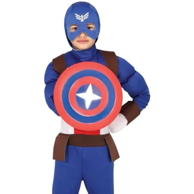 Imagen de Fiestas GUIRCA Escudo Estrella Superhéroe (30 cm) Accesorio de Disfraz para Superhéroes y Villanos Ideal Carnaval Halloween Todos los Usuarios Rojo Azul