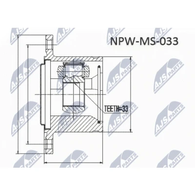 Imagen de NTY NPW MS 054 Junta Homocinética lado de engranaje, Eje delantero, derecha MITSUBISHI: Pajero 3, Sport 1 SUV, L200 III Pick up