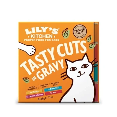 Imagen de Lily&#039;s Kitchen Cat Wet Tasty Cuts in Gravy Tins Multipack 6 x (8 85g)