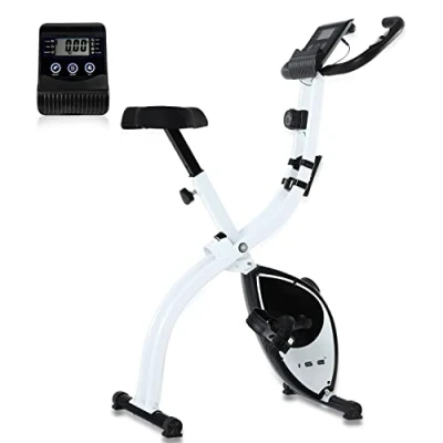 Imagen de ISE Bicicleta estática plegable Cardio Training Fitness 8 niveles de resistencia magnética pantalla LCD Entrenamiento con sensor frecuencia cardiaca, SY 810L