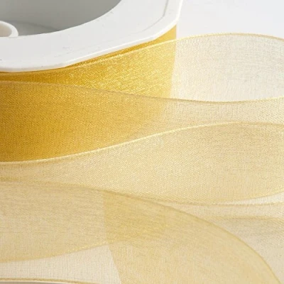 Imagen de Italian Options Cinta de organza gasa, rollo 7 mm x 50 m, color dorado