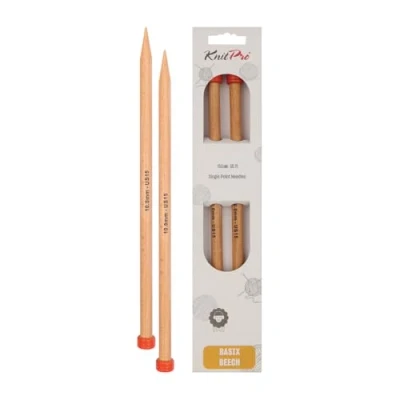 Imagen de Knit Pro Basix Agujas para Tejer con una Punta (30 cm, 10 mm, Abedul)