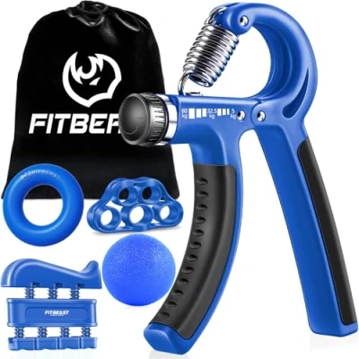 Imagen de FitBeast Hand Grip para Antebrazo Ejercitar Paquete de 5 Piezas, Fortalecedor Agarre Manos Ajustables, Ejercitador Manos, Estirar Los Dedos, Anillo Entrenar y Pelota Anti Estrés