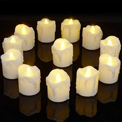 Imagen de PChero 12pcs Batería operada con Temporizador Blanco cálido LED sin Llama Parpadeante Luces de té Temporizador, 6 Horas Encendido por 24 Ciclo [Versión 1.7 Pulgadas]