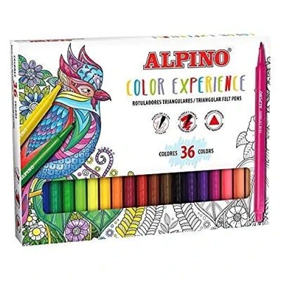 Imagen de Rotuladores Alpino Color Experience Estuche 36 Colores para Mandalas y Lettering Punta 2,3mm, Forma Triangular, Ergonómico