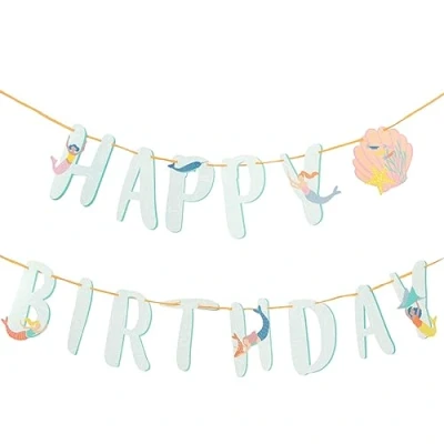 Imagen de Talking Tables Guirnalda de banderines cumpleaños reutilizable sirena Decoraciones temáticas fiesta bajo el mar Pancarta papel es 3 metros, WAVESGARLAND