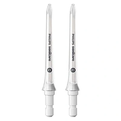 Imagen de Philips Pack de dos unidades boquillas estándar F1 para irrigador oral inalámbrico agua y aire Sonicare Power Flosser (modelo HX3042/00)