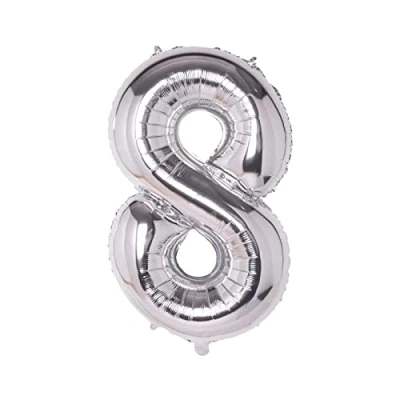 Imagen de Super Mundo Globos de Cumpleaños 8 Plateado,45 CM Globo 8,Globo Numero Cumpleaños,Decoracion Niñas,Globos Numeros para Fiestas(Numero 8,Plata,45 cm)