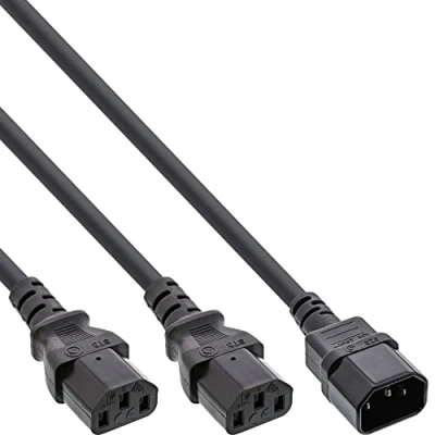 Imagen de InLine Cable de alimentación (1 Conector Hembra, 2 Conectores machos, 1,8 m), Color Negro