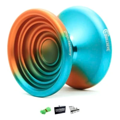 Imagen de YoyoFactory Bullseye Yo Naranja/Turquesa (Trucos de DNA, Yoyo Metal, Cuerda, rodamiento Bolas e Instrucciones Incluidas)