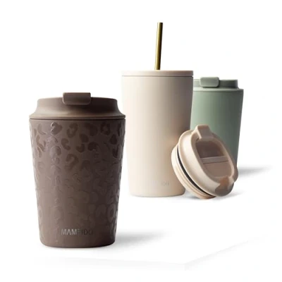 Imagen de MAMEIDO Termo Cafe 350ml Vaso Termico Antigoteo, Taza Termica acero inox sin BPA, para llevar (Wild Allure, 0,35l)