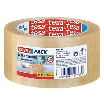Imagen de Tesa 57171 00000 03 Cinta de Embalaje PVC Serie 4120 66 m x 50 mm, Transparente,