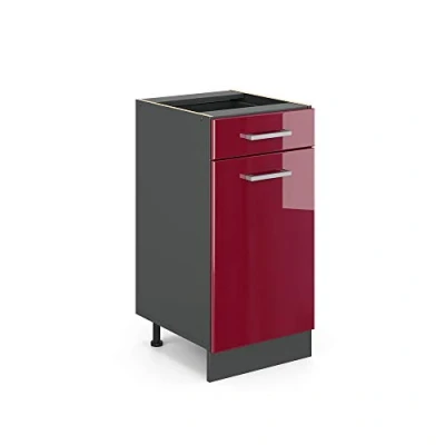 Imagen de Vicco Mueble bajo de Cocina R Line, Rojo Burdeos Alto Brillo/Antracita, 40 cm sin encimera