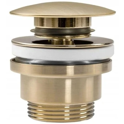 Imagen de Rea Universal Click CLAC Drenaje para Lavabo Gold Brush Mat Tapón Fregadero de baño con desagüe emergente latón (Oro Cepillado)