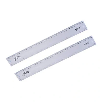 Imagen de Regla recta flexible de 30 cm, herramienta medición PVC claro, 2 unidades