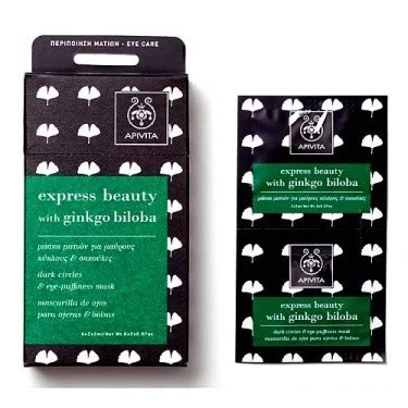 Imagen de Apivita Express Mascarilla Biloba Ginkgo Ojos Bolsas y Ojeras, 2x2ml