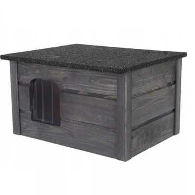 Imagen de Caseta para gatos, cueva exterior, resistente al agua, aislada, de madera, cartón (gris #E08579)
