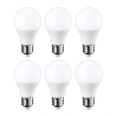 Imagen de Amazon Basics Bombilla LED Esférica E27, 9W (equivalente a 60W), Blanco Cálido, Regulable 6 unidades, CRI80