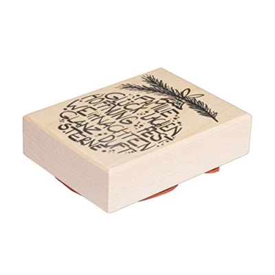 Imagen de Rayher Wood Mounted Rubber Stamp with Seasonal Ball Ornament Design for Card Making and Scrapbooking, Bauble Shaped Craft Butterer, 6x8cm, 29219000