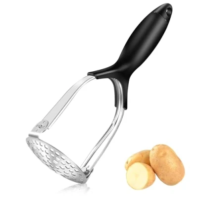 Imagen de PUWUWYE Machacador de Patatas Acero Inoxidable, Prensa con Mango Antideslizante,Máquina Trituradora Manual,Pasapurés Triturador para Hacer Puré Verduras, Frutas