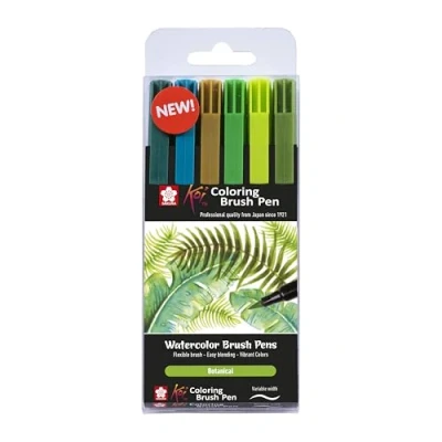 Imagen de Sakura Finetek KOI Color Brush Botanic.EST.6#, Nailon, Negro, Metálico, Naranja, 6 unidades