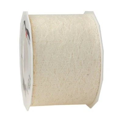 Imagen de C.E. Pattberg Präsent Derby Rollo de Lazo Encaje (72 mm x 25 m), diseño Floral, Color Beige