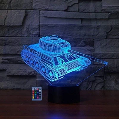 Imagen de HPBN8 Ltd 3D Tanque Ilusión Lámpara luz Nocturna 7/16 Colores Control Remoto USB Power Juguetes Decoración Navidad Cumpleaños Regalo