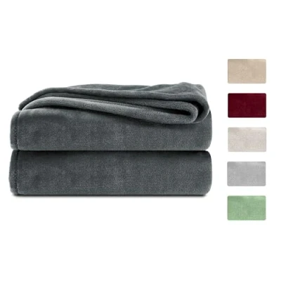 Imagen de Komfortec Manta mullida, con Certificado Öko Tex, 260 g/m², de Forro Polar, para sofá y sofá, 220 x 240 cm, Antracita
