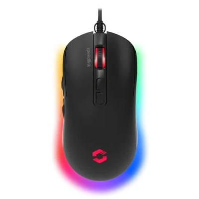Imagen de Speedlink TAUROX Gaming Mouse ratón para Juegos con Cable, iluminación LED Multicolor, conexión USB, PC de 5 Botones, Dos interruptores dpi hasta 7.200 dpi, Cable enfundado, Negro