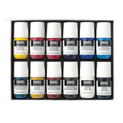 Imagen de Liquitex Soft Body Set de pintura acrílica profesional 12 tubos 22ml Colores Esenciales
