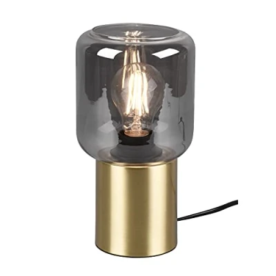 Imagen de Reality Leuchten Nico R50591008 Lámpara de mesa (metal y latón mate, cristal ahumado, no incluye 1 bombilla E27)