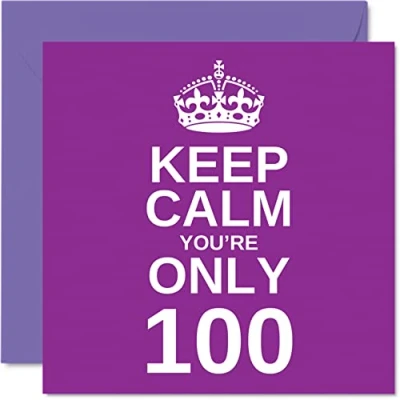 Imagen de Divertidas tarjetas de cumpleaños número 100 para hombres y mujeres, con texto en inglés &quot;Keep Calm&quot;, divertida tarjeta feliz niñera, abuelo, abuela, papá, mamá, 145