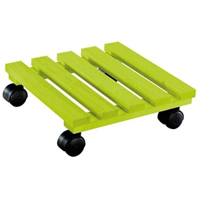 Imagen de Wagner Soporte con Ruedas para Plantas Country 29 x 8 cm I Interior Carro de Madera Maciza FSC®, Antideslizante, Verde Lima Carga máx. 100 kg 20019501