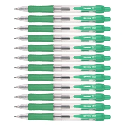 Imagen de OFFICER PRODUCTS DONAU Bolígrafo de gel a presión Classic, color: verde, 12 unidades (12 unidades), grosor del trazo: 0,25 mm, diámetro la bola: 0,5 mm/Soft Feel Grip