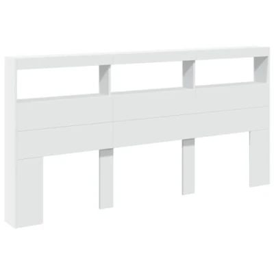 Imagen de vidaXL Cabecero de Cama con Luz LED, Armario Decorativo Almacenamiento, Cabecera para Pared, Mueble Dormitorio Hogar, Blanco