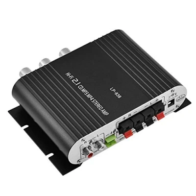 Imagen de Mini Amplificador Hi Fi 2.1 CH Clase D estéreo, HiFi Stereo Bass Auto Car Home Audio de potencia digital, alta DC(Negro)