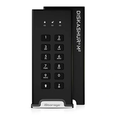 Imagen de iStorage diskAshur M2 500 GB SSD portátil USB 3.2 encriptado por Hardware y autenticado Pin Ultrarrápido Compatible con FIPS Resistente
