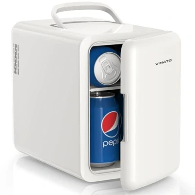 Imagen de VINATO Piccolo Frigorifero Mini Frigo 6L, da Camera Letto con Funzione di Raffreddamento e Riscaldamento, 220V AC / 12V DC per Auto, Ufficio, Letto, Cura Della Pelle, Bev