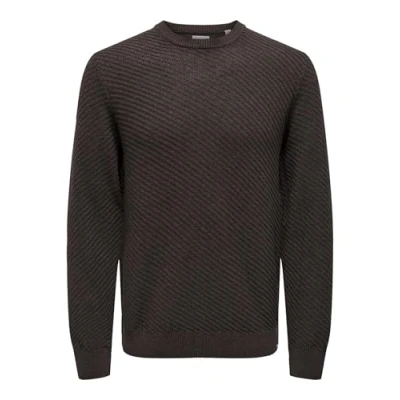 Imagen de ONLY &amp; SONS Onsfoster Life Reg 7 Struc Crew Knit Jersey de Punto, Hot Fudge, M para Hombre