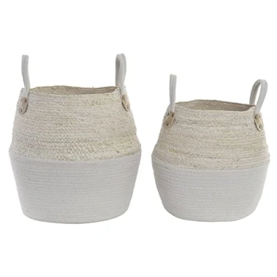 Imagen de Juego de Cestas DKD Home Decor Algodón Fibra (2 pcs) (30 x 30 37 cm)