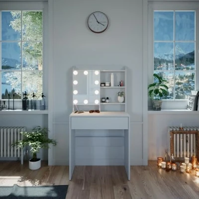 Imagen de Vicco Tocador Laura, Blanco, 70 cm con iluminación LED